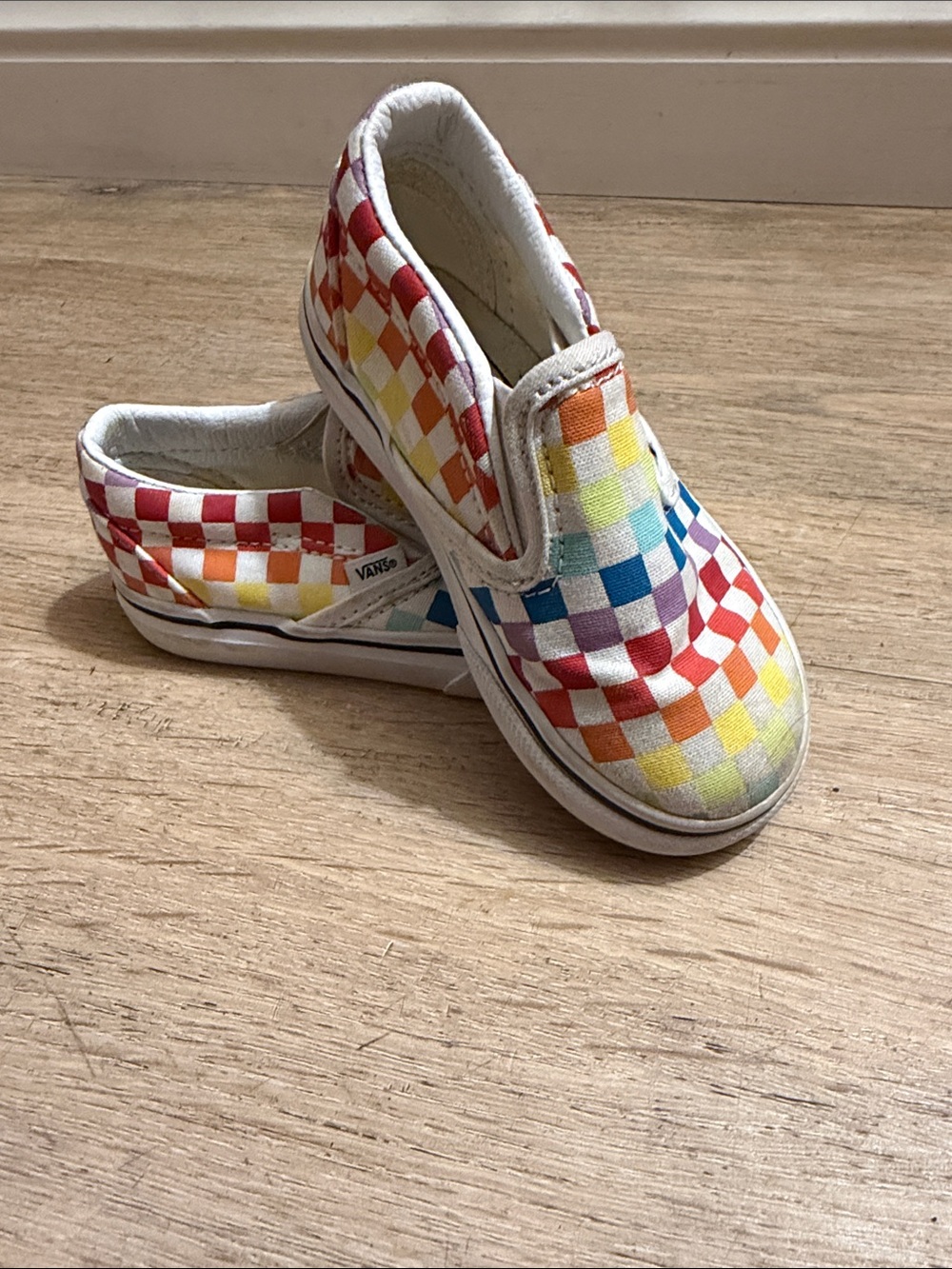 Vans Kids Slip-On Checkerboard Sneakers - Rainbow